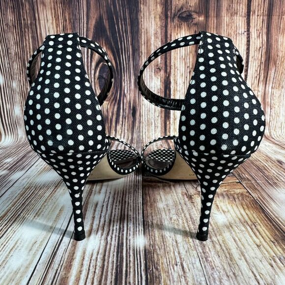 Manolo Blahnik CHAOS Sz EU 40 US 10 Black White Polka Dot High Heel Sandal Shoes - Picture 5 of 11